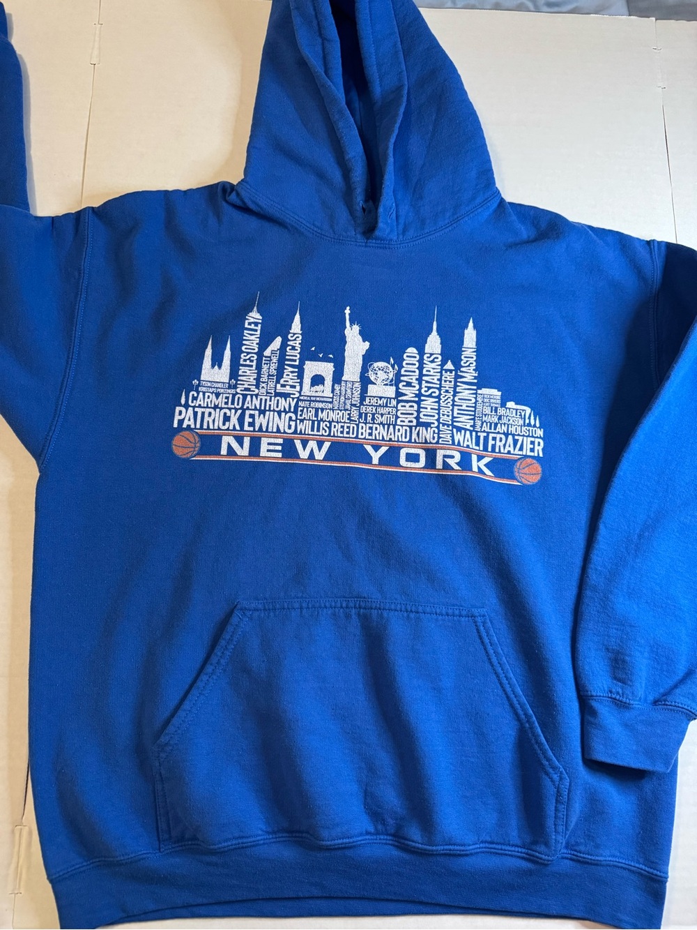 New York Skyline Graphic Blue Hoodie Sweatshirt